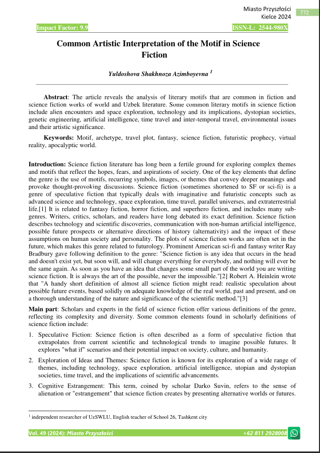 Common Artistic Interpretation of the Motif in Science Fiction