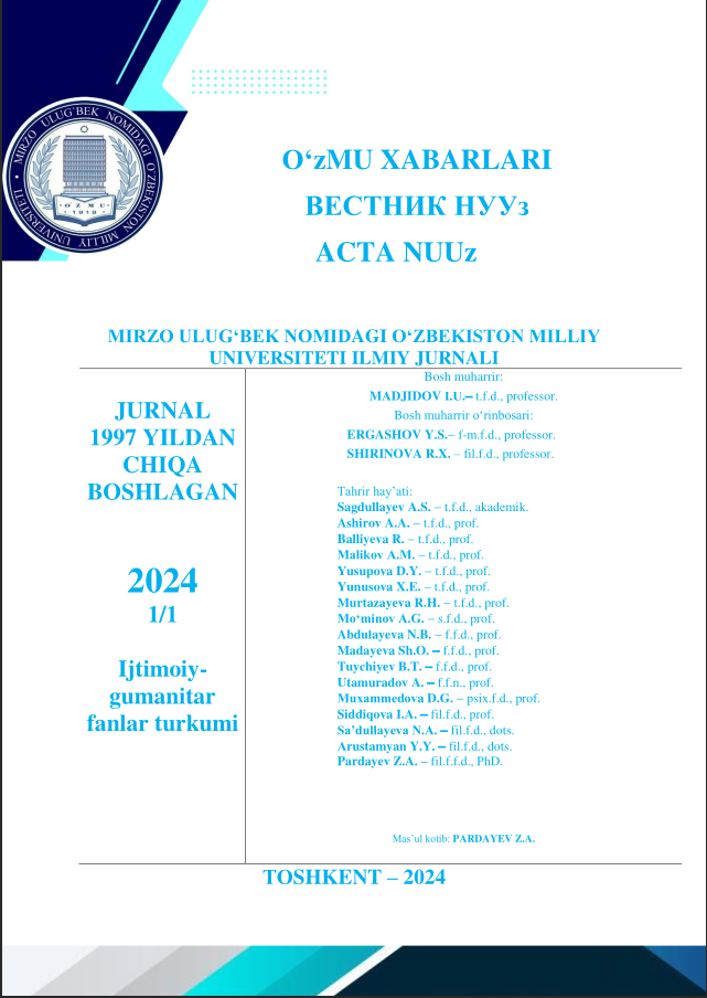 MIRZO ULUG‘BEK NOMIDAGI O‘ZBEKISTON MILLIY  UNIVERSITETI ILMIY JURNALI